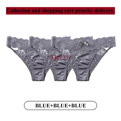 Meet'r 3Pcs/lot Women Sexy Lace Panties Low-waist Underwear Female G String Breathable Hollow out Lingerie Temptation Intimates luvshop24