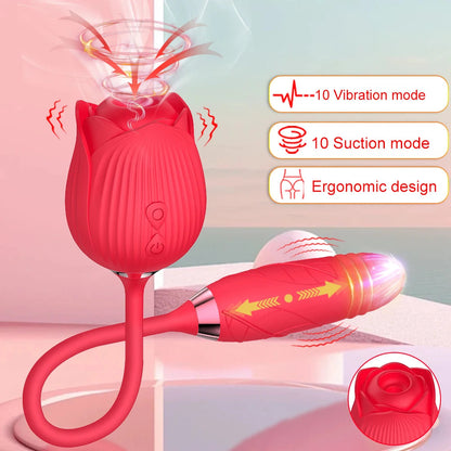Rose Sucking Vibrator for Women Dildo Thrusting Vibrating Clit Sucker Nipple Clitoris Stimulation Female Sex Toys for Adults luvshop24