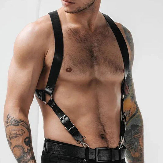 Fetish Gay Men Sexy PU Leather Harness Male Lingerie Adjustable Body Punk Style Belts BDSM Bondage Harajuku Garter For Adult luvshop24