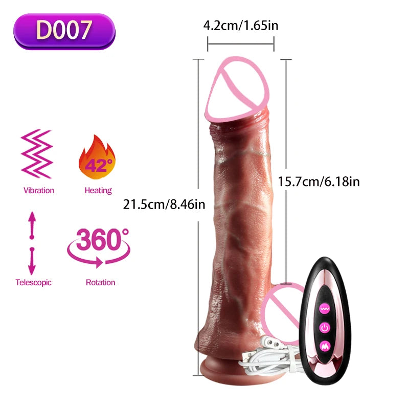Realistic Vibration Dildo Telescopic Penis Anal Plug Vibration Female Suction Cup Masturbation Sexmachine Sex Toys For Women 18+ luvshop24