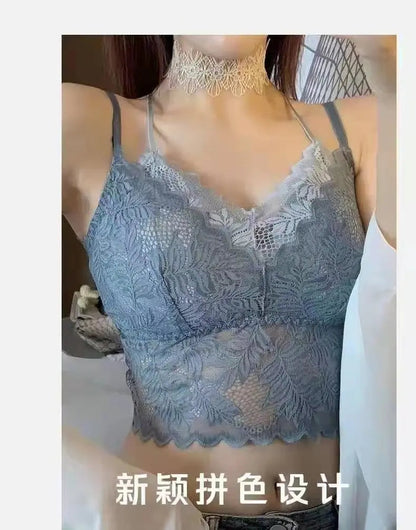 Lace Bra Women Tops Floral Lace Tanks Top Sexy Lingerie Bralette Wirefree Underwear Adjust Strap Removable Pads Camisoles luvshop24