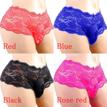 Men's Underwear Sexy Lingerie Sexy Panties Plus Siz Lace Sissy Male Breathable Jockstrap Briefs G-String Thongs Porno Underpants luvshop24
