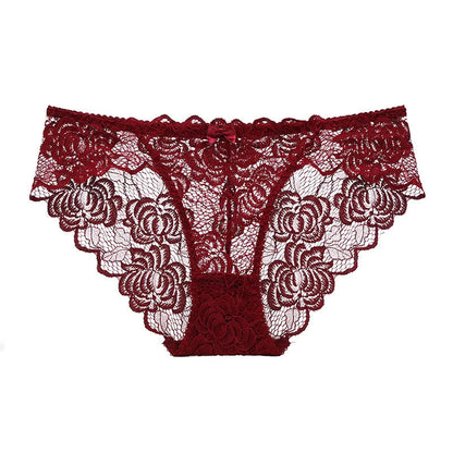 Sexy Lace Underwear Women Ultra-thin Transparent Lace Oversized Panties Female Underwear with Buttocks Low Waist Triangle Bottom luvshop24