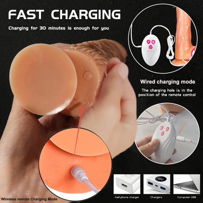 Realistic Dildo Vibrator for Women Sex Toys Heating Big Cock Remote Control Penis Telescopic Vibrators Anal Female Stimulator luvshop24