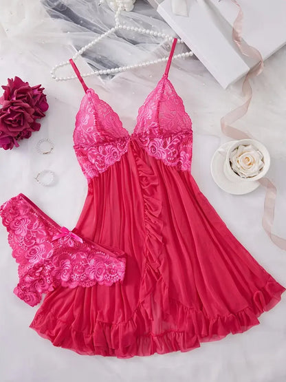 Women's Underwear Sexy Lingerie Set Erotic Bra Nightdress Sexy Lace Sleepwear Solid Slim Soft Dresses Erotic Sleepwear & Dresses luvshop24