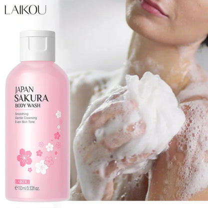 LAIKOU Sakura Shower Gel Long Moisturizing Smooth Long Lasting Fragrance Gentle Foam Body Cleansing Bath Product 100ml luvshop24