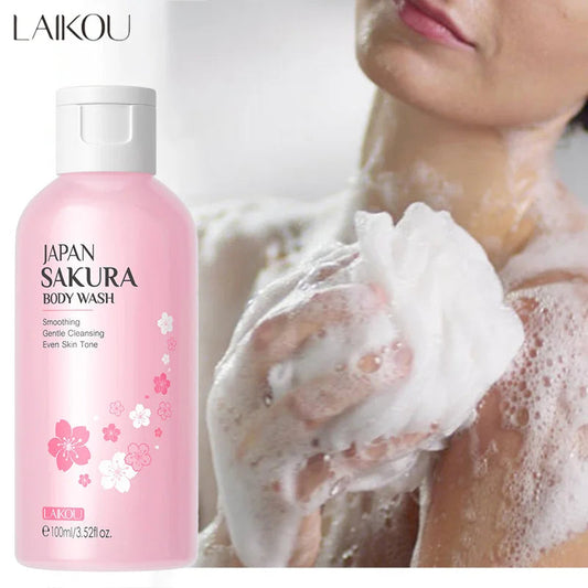 LAIKOU Sakura Shower Gel Long Moisturizing Smooth Long Lasting Fragrance Gentle Foam Body Cleansing Bath Product 100ml luvshop24
