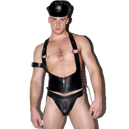 Man Sexy Body Shaper PU Fashion Corset Gay Cosplay Tight Costumes Lingerie Sheer Tops Sets Muscle Erotic Nightclub T-shirts luvshop24