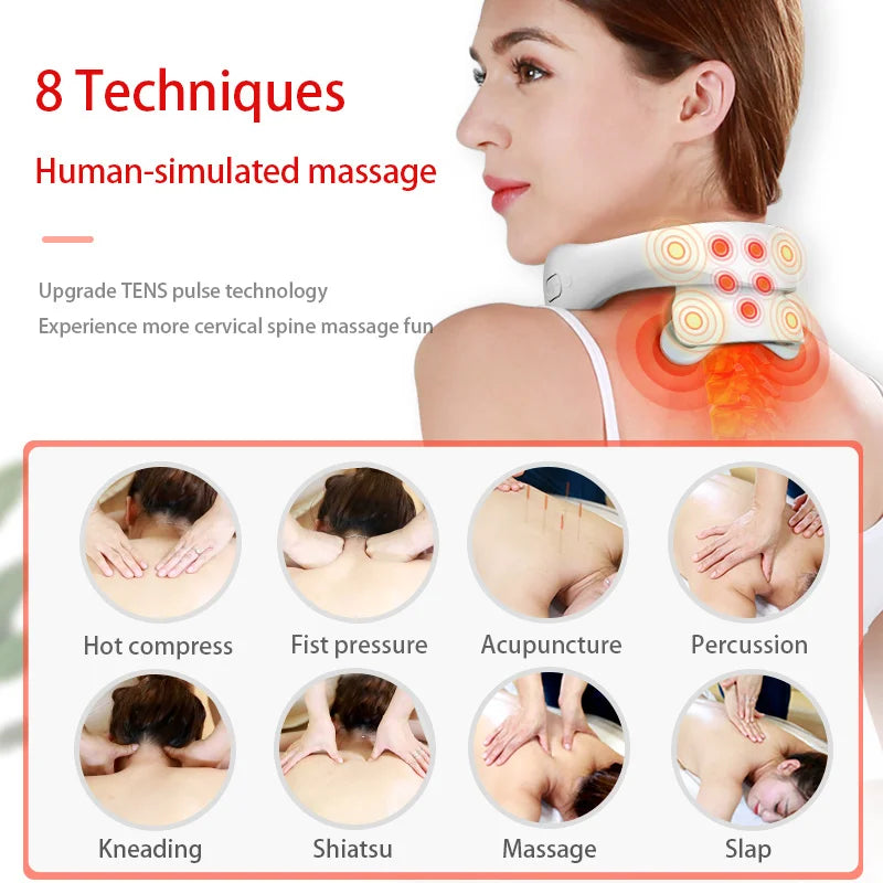 Smart Neck Massage Instrument Portable Shoulder Neck Massage Cervical Vertebra Health Care Vibrator Heating Compress Massage luvshop24