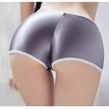 Women's Comfortable Beachwear Fitness Shorts Zipper Open Crotch Elasitc Yoga Panties Oil Shiny Smooth Tight Sexy Boxers luvshop24