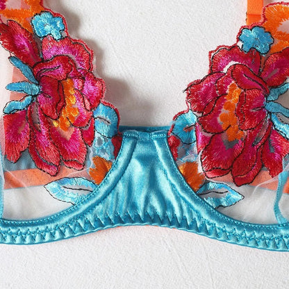 Women Floral Lace Garter Lingerie Set Sexy Lace Bodydoll Teddy Lingerie Fishnet Strappy Lace Bra & Panty Set Boudoir Outfits luvshop24