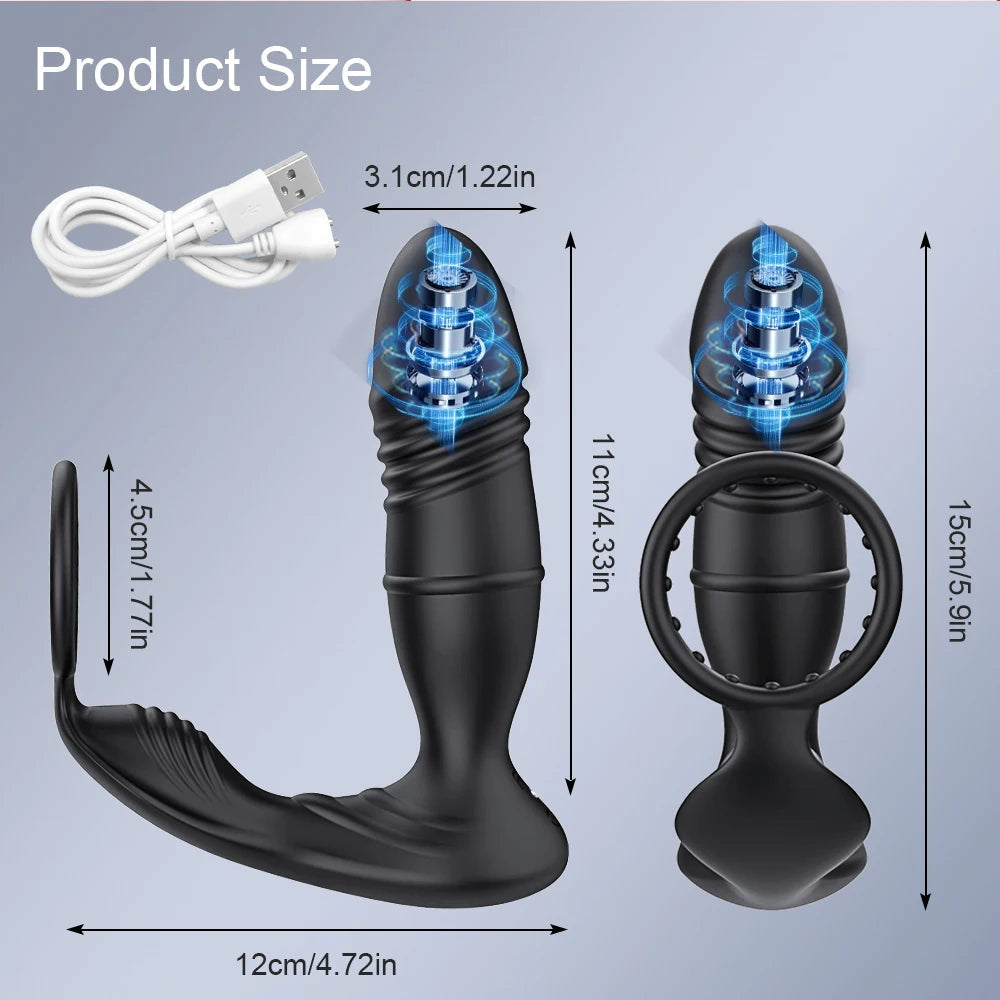 Male Thrusting Prostate Massager Bluetooth APP Vibrator for Men Gay Anal Plug Wireless Remote Butt Plug Sex Toy for Couples luvshop24