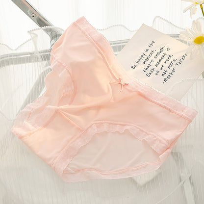L-XL Women's Underwear Panty Sexy Lace Panties Girls' Fashion Ice Silk Briefs Middle Waist Seamless Underpants Female Lingerie luvshop24