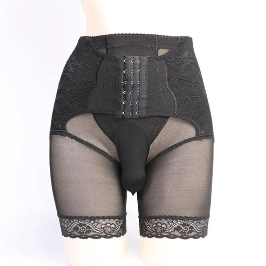 Sissy Pouch Panties Men's Tummy Control Shapewear Underwear High Waist Body Shaper Slimmming Girdle Waist Trainer Lace Briefs luvshop24