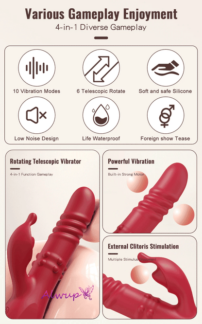 Rabbit Vibrator For Women Powerful G Spot Telescopic Rotating Clitoris Vagina Stimulator Female Masturbator For Adult Sexy Toys luvshop24