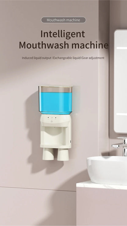 1Pcs Mouthwash Container, Automatic Sensor Mouthwash Machine, No Punching Smart Oral Cleaning, Wall-Mounted Mouthwash Rack, USB Charging with 2 Mouthwash Cups luvshop24