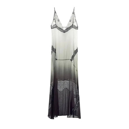 Lace Sling Long Dresses Women Sexy Sleeveless Split See Through Female Mesh Sheer Dress 2025 Summer New Lady Fashion Beach Robes luvshop24