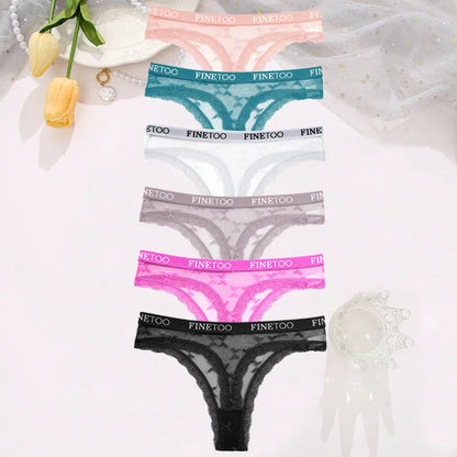 Clearance_6PCS/Set  Sexy G-String Thong Lace Women's Panties Low-Waist Female Underpants Mesh Perspective Briefs Lingerie_Contin luvshop24