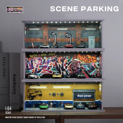 1/64 Garage scene Model Scene with Light Version Simulation Model Scene Decoration Collect (Excluding dolls and car models) luvshop24