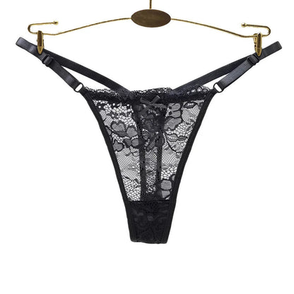 3PCS Adjustable Sexy Transparent Thong Panties Women Lace Underwear Low Waist Female T-back String Underpants luvshop24