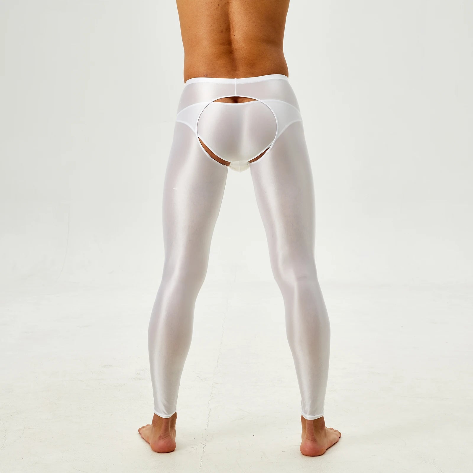 Glossy Crotchless Open Butt Leggings Mens Gays Erotic Nightwear Underpants High Waist Slim Fit Tights Underwear Baselayer Pants luvshop24