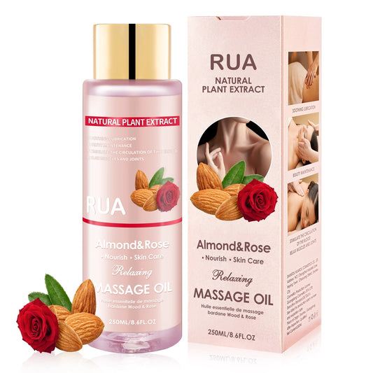 Massage Oil for Relaxing, Massage Oil for Joint Almond and Rose Massage Oils Moisturizing Body Oil for Men and Women 8.6 Fl.oz luvshop24