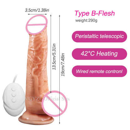 10.6in Long Realistic dildo vibrator penis telescopic Swing Heating silicone dildo female remote control Vibrators for Women Men luvshop24