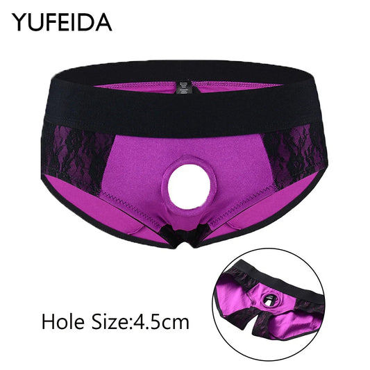 Men Erotic Panties Patchwork Penis Hole Underwear Open Buttocks Crotch Underpants Sexy Gay Lace Briefs Strap on Harness Lingerie luvshop24