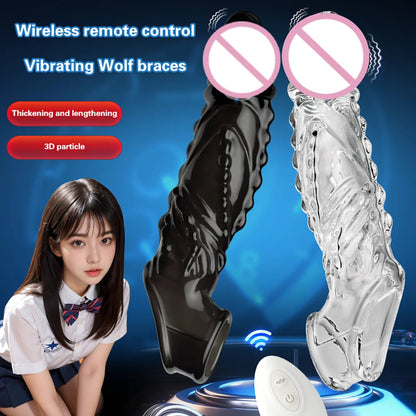 Bullet Vibrator Ring Clear Cock Ring Extender Reusable Penis Sleeve Ultra-Soft Enlarger for Couples Vibrating Dildo Sex Toys Men luvshop24