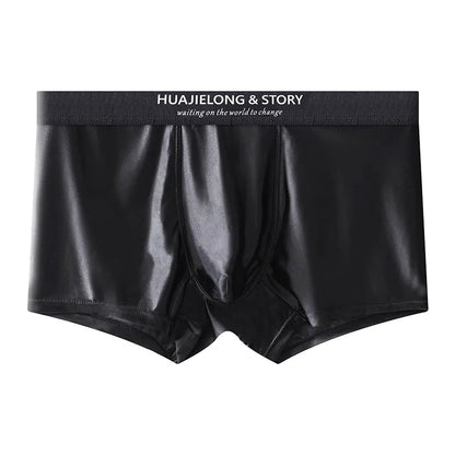1/3Pcs Breathable Thin Satin Silk Boxer Briefs Seamless Mid Waist Ice Silk Boxers Underpants Smooth Underwear for Men Daily luvshop24
