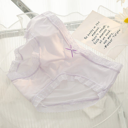 L-XL Women's Underwear Panty Sexy Lace Panties Girls' Fashion Ice Silk Briefs Middle Waist Seamless Underpants Female Lingerie luvshop24