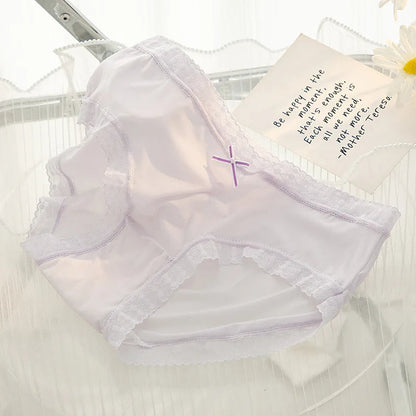L-XL Women's Underwear Panty Sexy Lace Panties Girls' Fashion Ice Silk Briefs Middle Waist Seamless Underpants Female Lingerie luvshop24