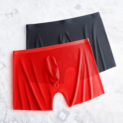 1-2 Pcs Ultra-thin Underwear Sexy Transparent 2022 New Mesh Ice Silk Mens Boxer Shorts Naked Seamless Plus Size Boxershorts Men luvshop24