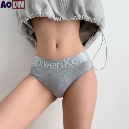 Ladies Breathable Cotton Knickers Elastic Silver Edged Belt Women's Underpants Sexy Wrap Buttocks Panties Seamless Girls Briefs luvshop24