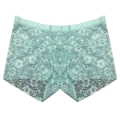 Sexy Mens Lace Shorts Breathable Underwear Solid Male Brief Middle Waist Panties Sleepwear Bikini Hombre Lingerie luvshop24