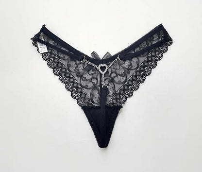 Metal Chain Hot Sexy Women Panties Cotton G String Girls Briefs Letter Thong Erotic Female Underwear Low Waist Intimates luvshop24