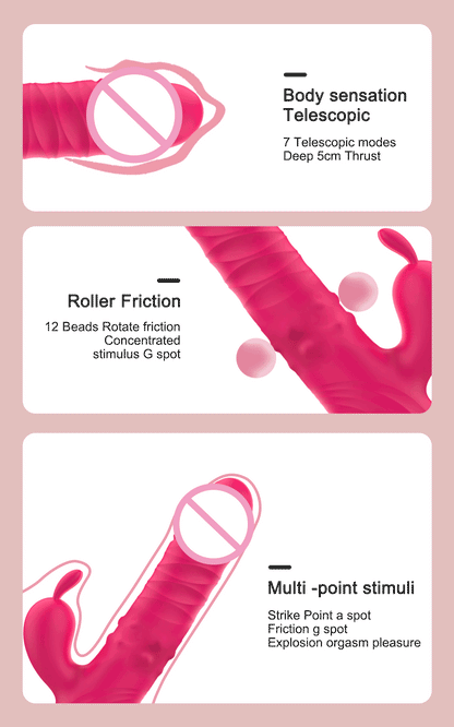 Rabbit Vibrator For Women Powerful G Spot Telescopic Rotating Clitoris Vagina Stimulator Female Masturbator For Adult Sexy Toys luvshop24