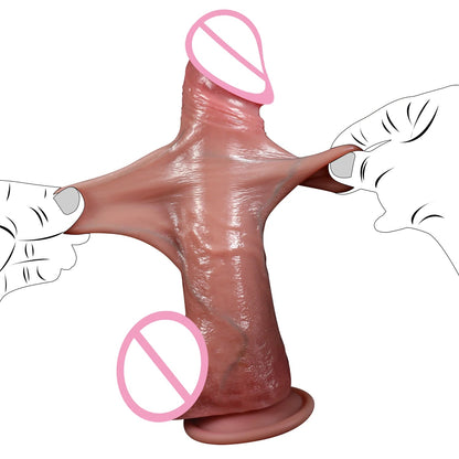 2 in1 Super Realistic Dildo Penis Sliding Foreskin+Ejaculating Big Dick Penetration Anal Female Masturbation Sexy Adult Sex toys luvshop24