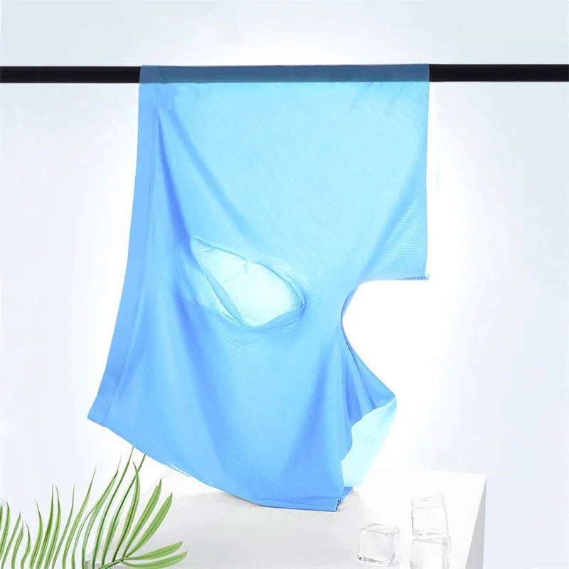 1-2 Pcs Ultra-thin Underwear Sexy Transparent 2022 New Mesh Ice Silk Mens Boxer Shorts Naked Seamless Plus Size Boxershorts Men luvshop24