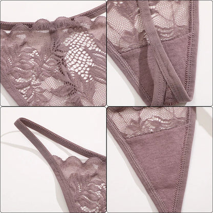 3Pcs Lace Thong For Women Low Rise Soft Intimates Lingerie Sexy Panties 6 Solid Color Ladies Comfortable Underpants Girls Panty luvshop24