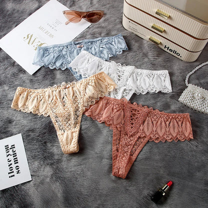 Hollow Out Lace Sexy Girls G String Panties Women Briefs Transparent Thong Thin Underwear Female Low Waist Lingerie Size S-XL luvshop24