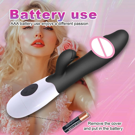 Rabbit Vibrator for Women Vagina G-Spot Nipple Clitoris Stimulator Thrusting Telescopic Rotating Dildo for Adult Sexy Toys luvshop24