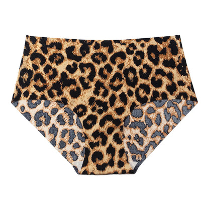 6pcs Women's Seamless Ice Silk Panties Female Mid Waist Plus Size Leopard Print Underwear Girls Fashion Brief Lady Comfort Panty luvshop24