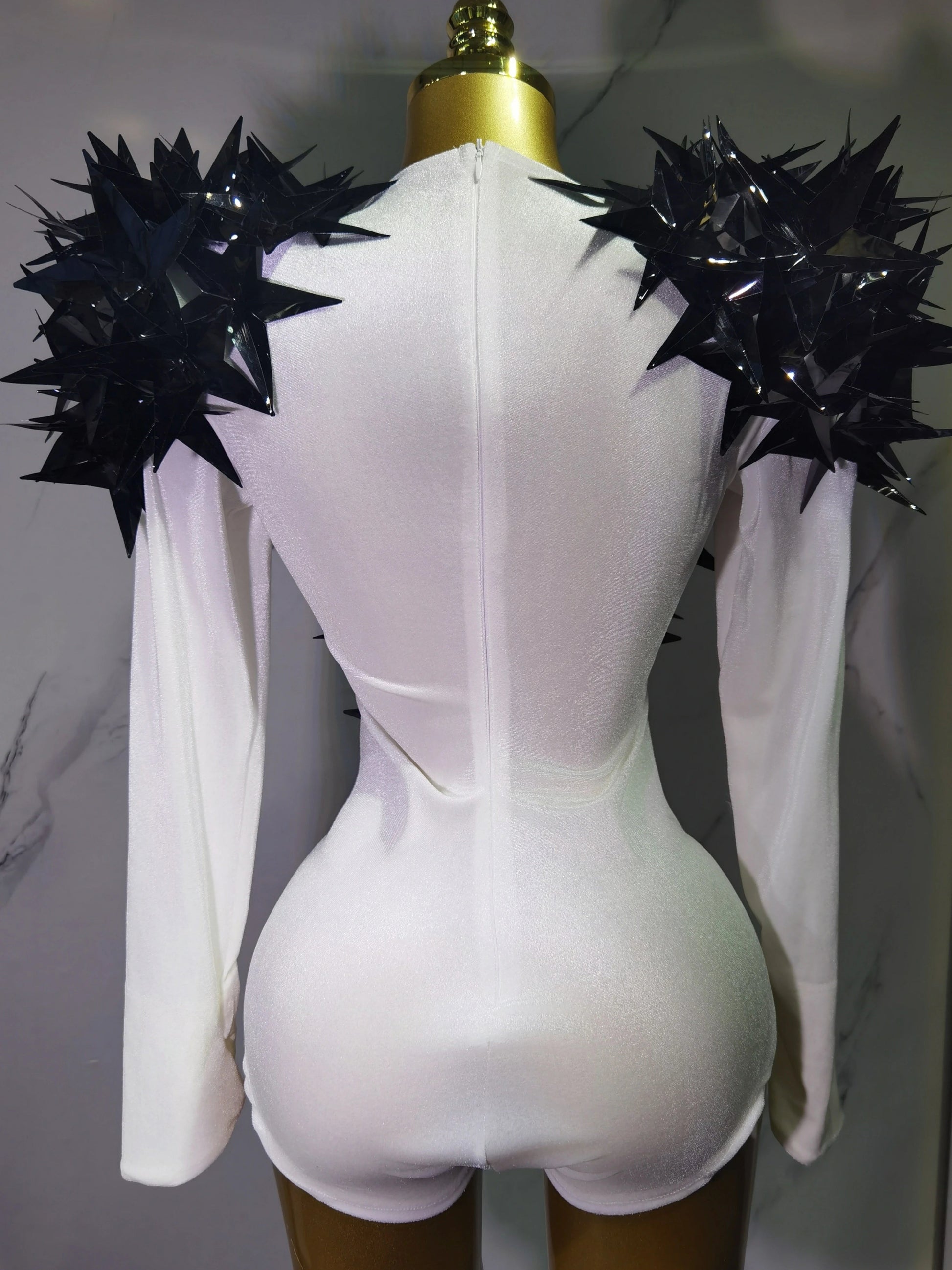 2025 New Shiny Black Rhinestone Velvet Long Sleeve Bodysuit Women Evening Party Club Gala Hosts NightClub Bar Stage Costumes luvshop24