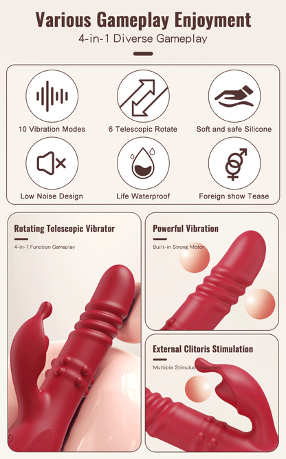Rabbit Vibrator For Women Powerful G Spot Telescopic Rotating Clitoris Vagina Stimulator Female Masturbator For Adult Sexy Toys luvshop24