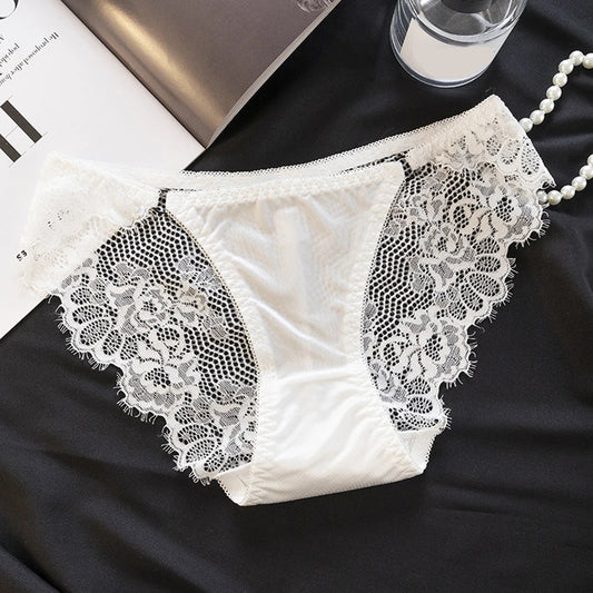 1pc Women's Sexy Lace Panties Satin Seamless Underwear Lace Mesh Sheer Low Waist Triangle Underwear Ladies Thin Breathable Brief luvshop24