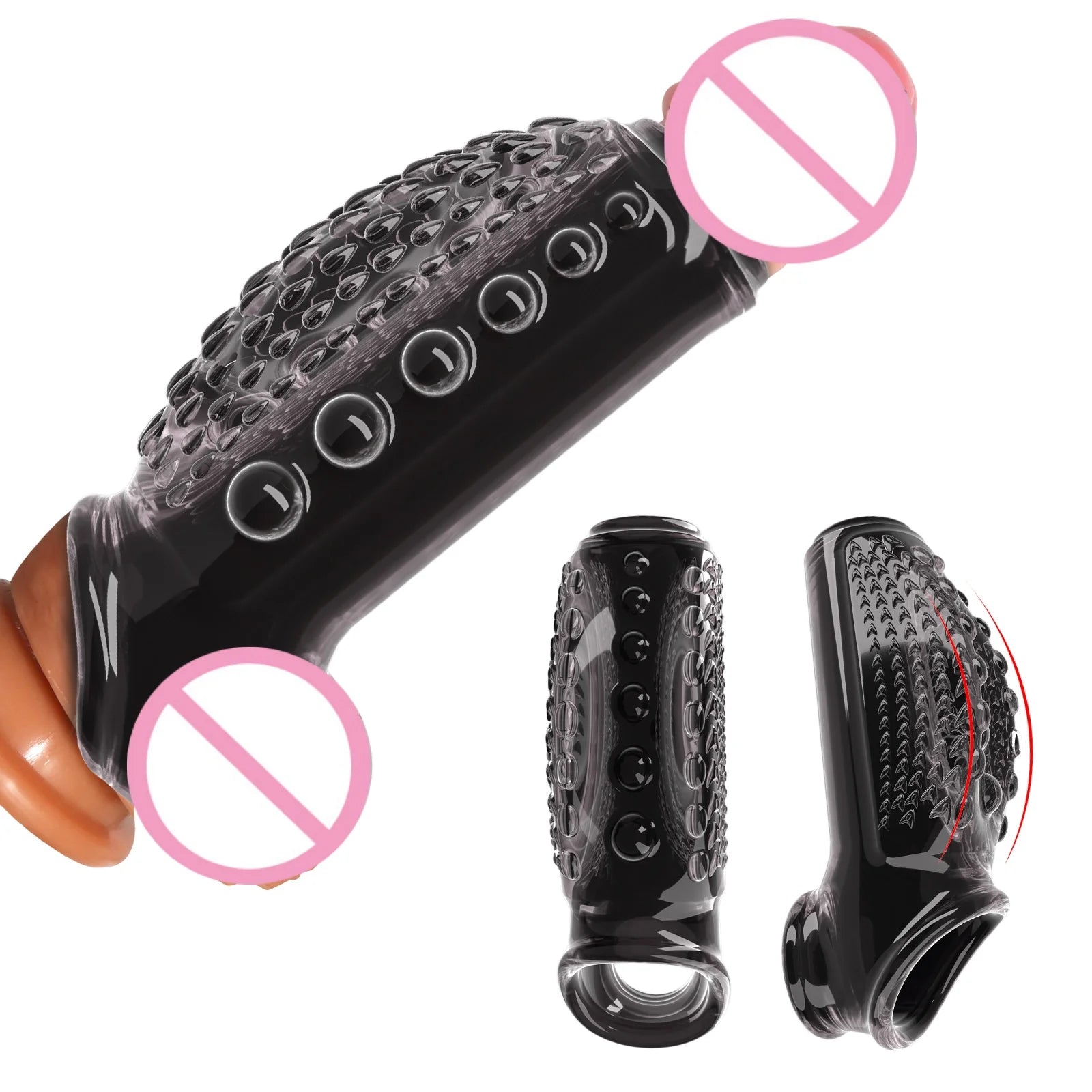 Penis Enlargement Delay Sleeve Ring Reusable Silicone Cock Ring Condoms Glans Cover Nozzle Erotic Toys In Couple Pleasure Orgasm luvshop24