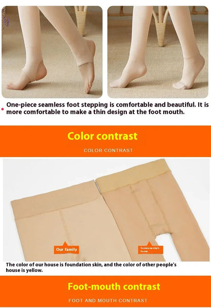 Women's Fleece Tights Warm Insulated Pantyhose Skin Effect Translucent Stockings Sexy Women's Underwear High Elastic Leggings luvshop24