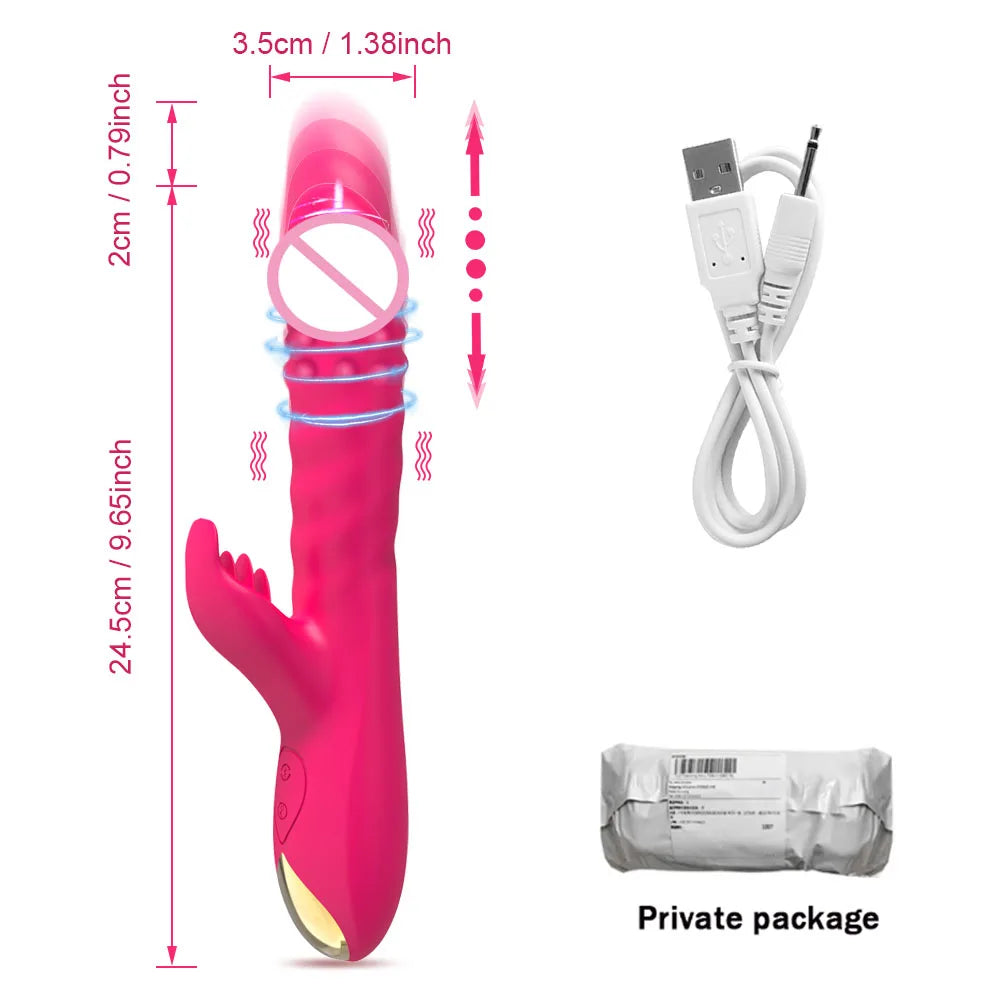 Rabbit Vibrator For Women Powerful G Spot Telescopic Rotating Clitoris Vagina Stimulator Female Masturbator For Adult Sexy Toys luvshop24