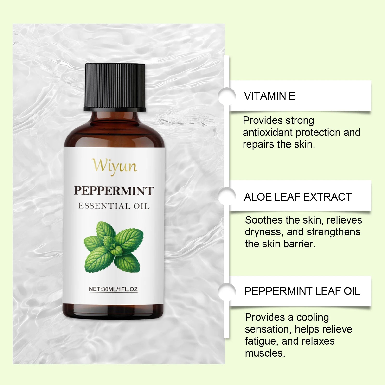 Peppermint Body Massage Oil - Cooling Moisturizing Formula For Skin Care, Lightweight Fast-Absorbing Essential Oil Blend luvshop24